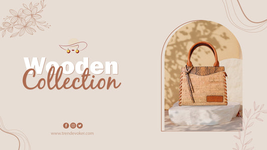Handmade wooden crossbody bag for women in Pakistan with eco-friendly design and natural wood finish TrendEvoker.