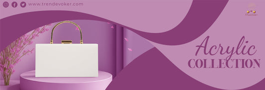 Elegant transparent acrylic clutch bag for weddings and formal events in Pakistan by TrendEvoker.