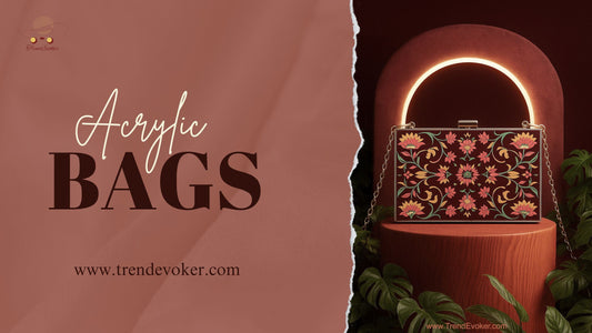 Elegant acrylic clutch bag with pearl design for weddings in Pakistan.