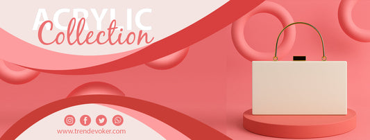 Premium transparent acrylic clutch bag for women in Pakistan placed on a soft fabric to prevent scratches.