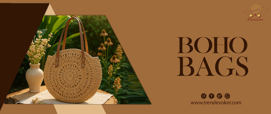 A woman cleaning a handmade boho bag with a soft cloth, surrounded by bohemian shoulder bags and fringe purses perfect for casual use in Pakistan.