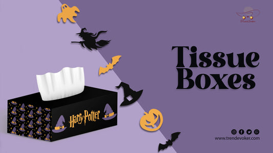 Recycled Harry Potter-inspired tissue box cover in Pakistan for home and car use.