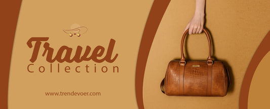 Woman packing stylish leather tote bag for travel in Pakistan.
