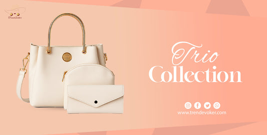 Elegant leather trio bag set including shoulder, crossbody, and tote bags for women in Pakistan – stylish and functional branded handbags.