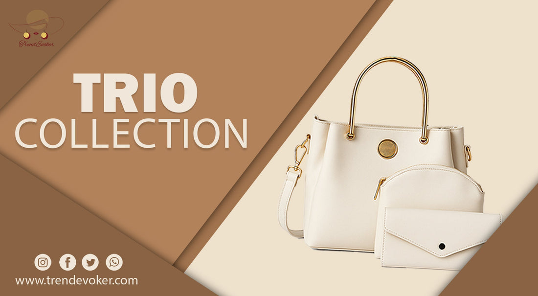 Elegant Trio leather shoulder bag – sustainable and stylish women’s handbag in Pakistan.