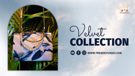Stylish velvet shoulder bag for women – 2025 TrendEvoker fashion collection in Pakistan.