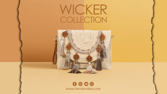 Handmade wicker fringe clutch bag for women in Pakistan – TrendEvoker collection.
