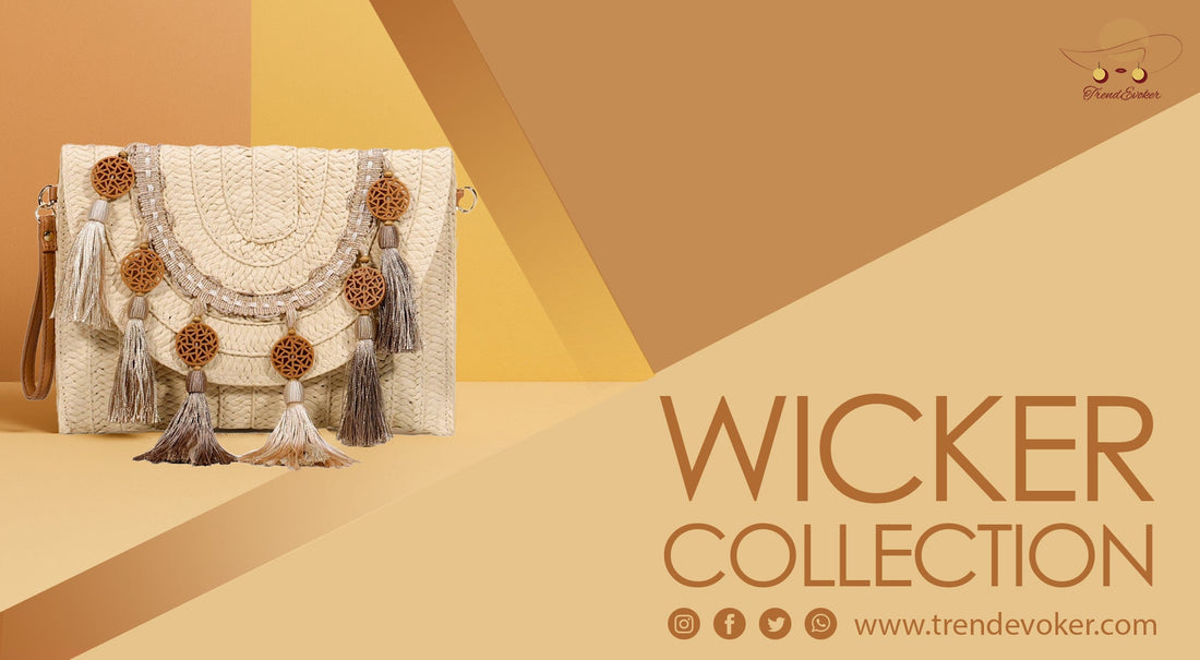 Handmade wicker fringe bag and vintage clutch for women in Pakistan – 2025 Trend.