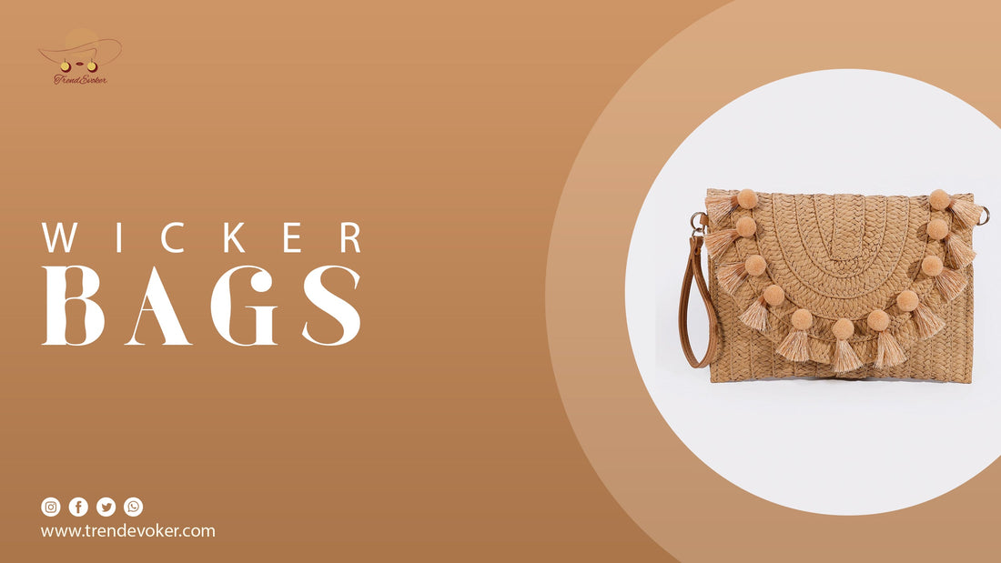 Handmade wicker fringe bag and vintage clutch for women – perfect for beach trips and weddings in Pakistan – TrendEvoker Summer Collection.