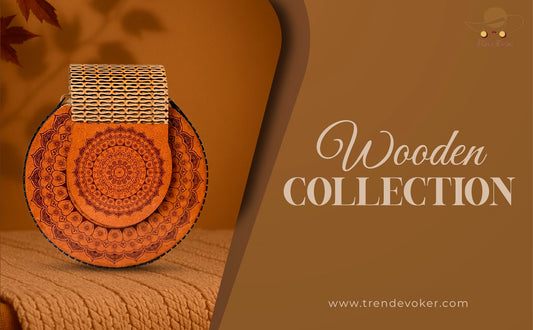 Handmade wooden bag for women in Pakistan – eco-friendly and stylish purse by TrendEvoker, perfect for weddings, parties, or daily use.