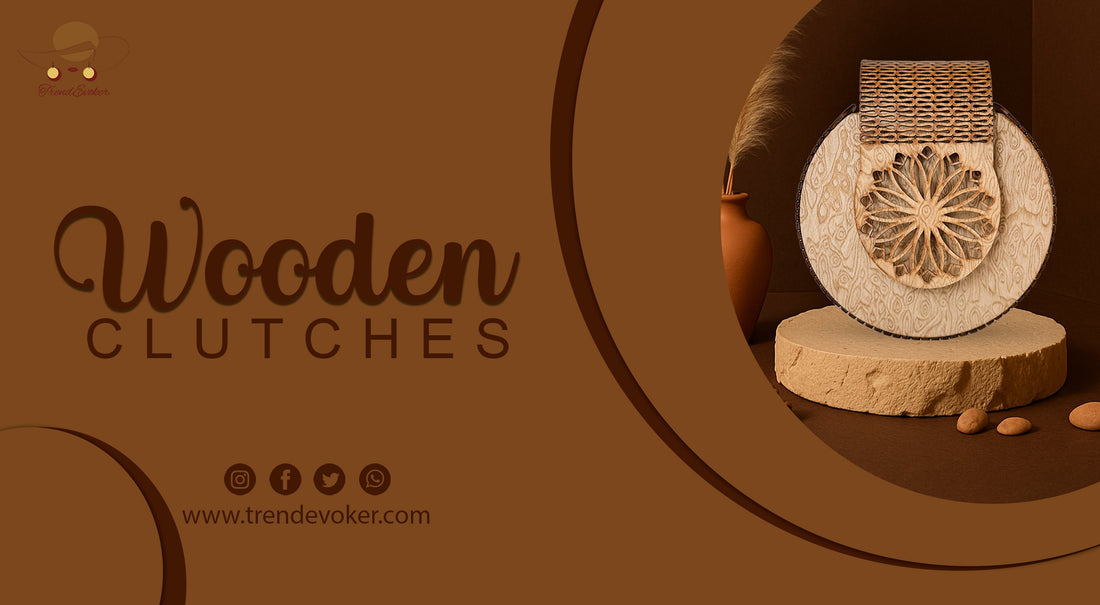 Handmade wooden shoulder bag for women in Pakistan with eco-friendly design – TrendEvoker 2025 Collection.