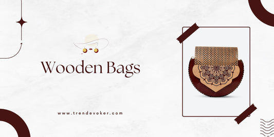 Pakistani fashion influencer styling a handmade wooden crossbody bag with traditional outfit – eco-friendly wooden purse 2025 trend.