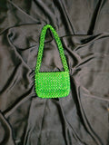 Unique Handcrafted Green Pearl and Beaded Mini Bag for Ladies