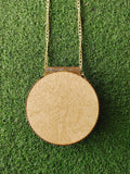 Backside of Handmade Misri Wooden Cross Body Bag - Perfect for Travel