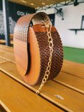 Stylish Reddish Plain Crossbody Wooden Bag for ladies, handcrafted in Pakistan