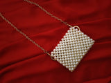 Elegant off-white beaded cross body mini bag