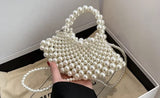 Off-white beaded bag with long strap for casual and formal wear