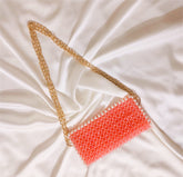 Pink Handcrafted Beaded Shoulder Bag - Branded Bag in Pakistan