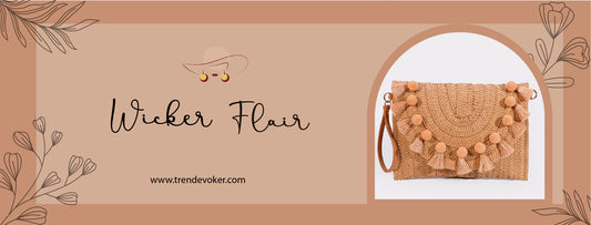 Wicker fringe handmade boho clutch bag in Pakistan, perfect for casual and formal occasions