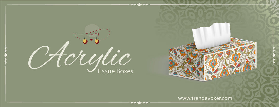 Eco-friendly compostable tissues and stylish acrylic tissue boxes available in Pakistan for car and home use – TrendEvoker collection.