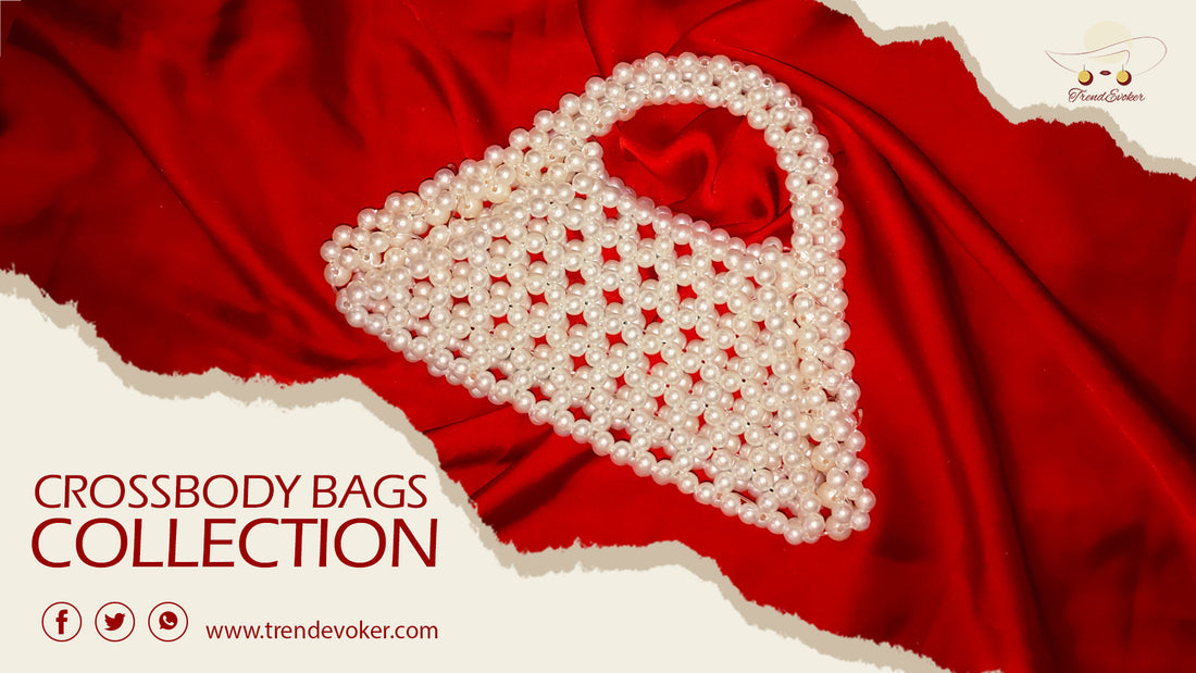 DIY beaded and pearl crossbody bag strap on leather handbag – TrendEvoker Pakistan.