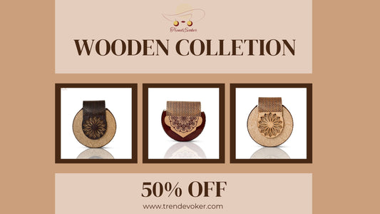Handcrafted wooden bags for women on sale at 50% off in Pakistan by TrendEvoker