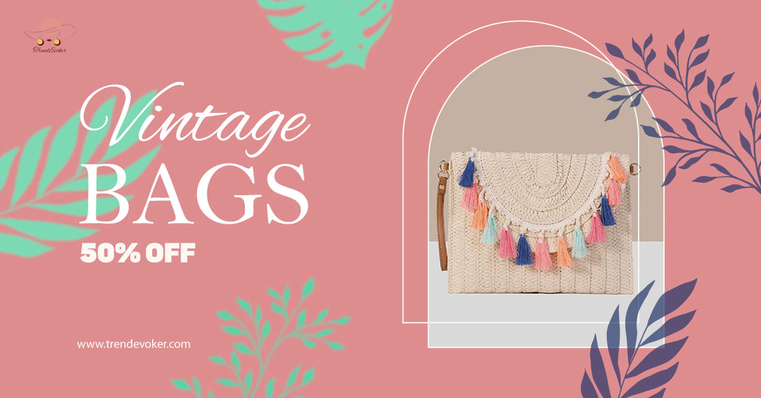 Handmade vintage clutch and wicker fringe bag for women, perfect for weddings, beach trips, and casual use in Pakistan – available at TrendEvoker.