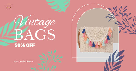 Handmade vintage clutch and wicker fringe bag for women, perfect for weddings, beach trips, and casual use in Pakistan – available at TrendEvoker.