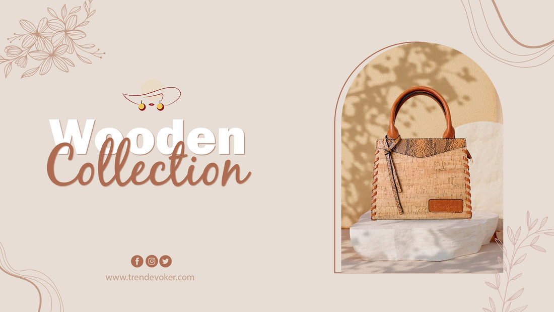 Handmade wooden crossbody bag for women in Pakistan with eco-friendly design and natural wood finish TrendEvoker.