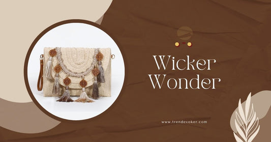 Handmade wicker fringe beach clutch bag with boho design, perfect for summer vacations and casual outings, available online in Pakistan at TrendEvoker