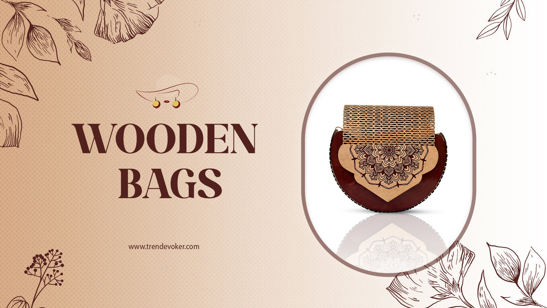 Handmade wooden bag in Pakistan - eco-friendly bamboo bag with chain handle, perfect for women’s fashion and sustainable style.