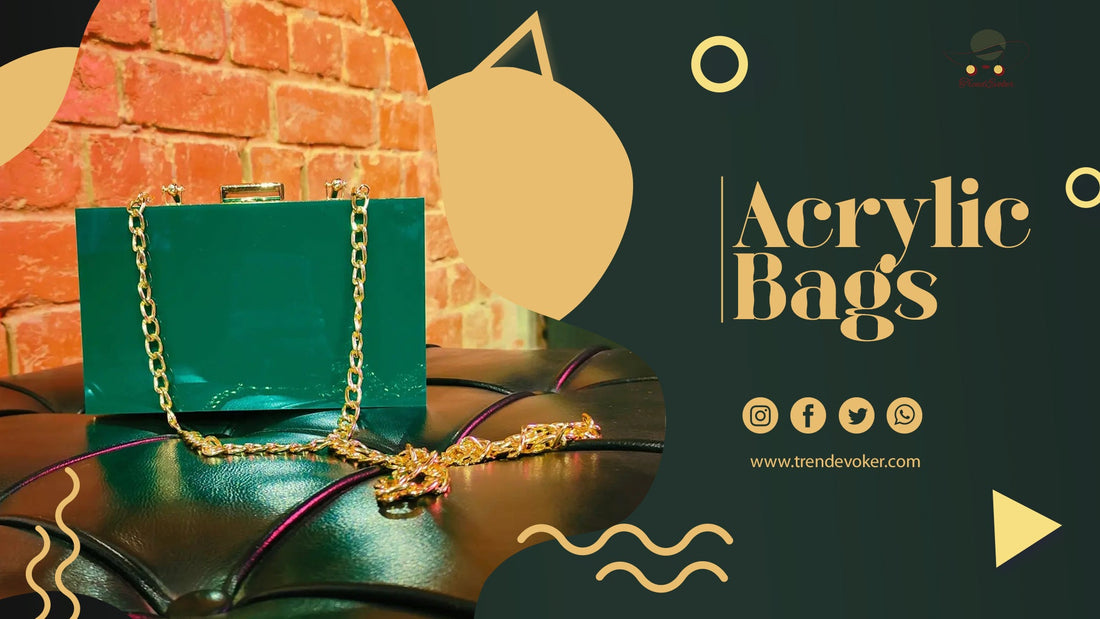 A stylish transparent acrylic clutch from TrendEvoker paired with an elegant party outfit in Pakistan.