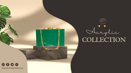Stylish acrylic clutch bag for evening party look in Pakistan