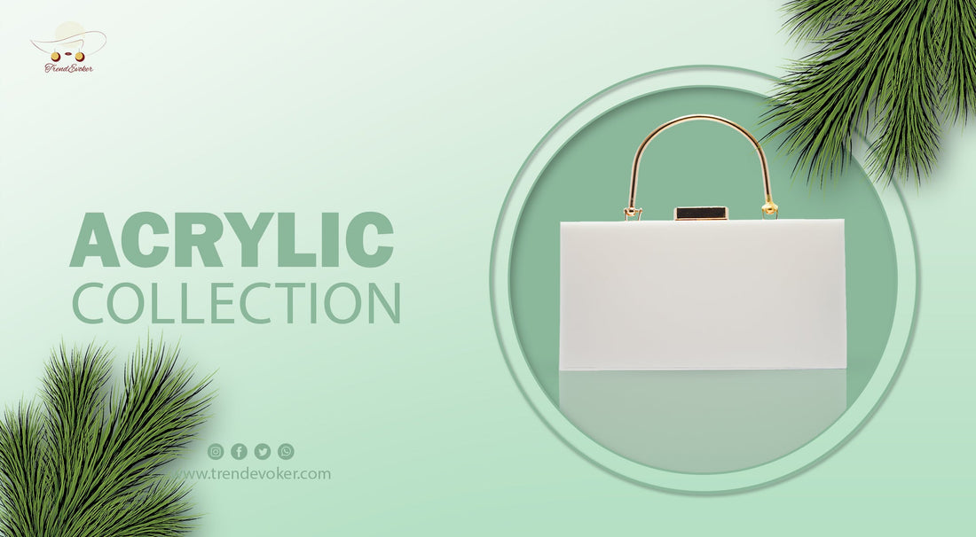 Premium transparent acrylic clutch bag for women in Pakistan with gold hardware – TrendEvoker collection.