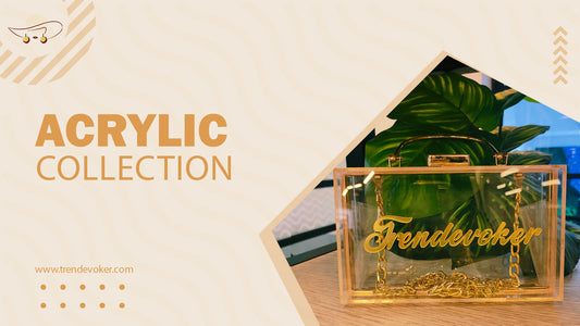 Clear acrylic clutch and transparent handbag for women in Pakistan – TrendEvoker collection.