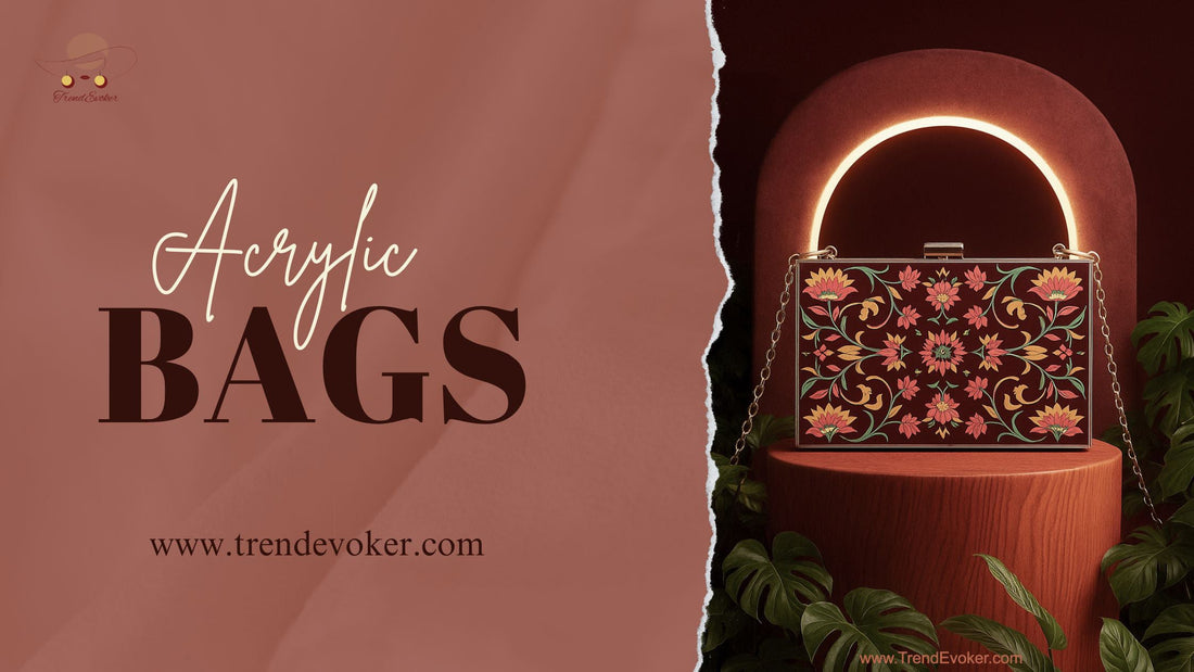 Elegant acrylic clutch bag with pearl design for weddings in Pakistan.