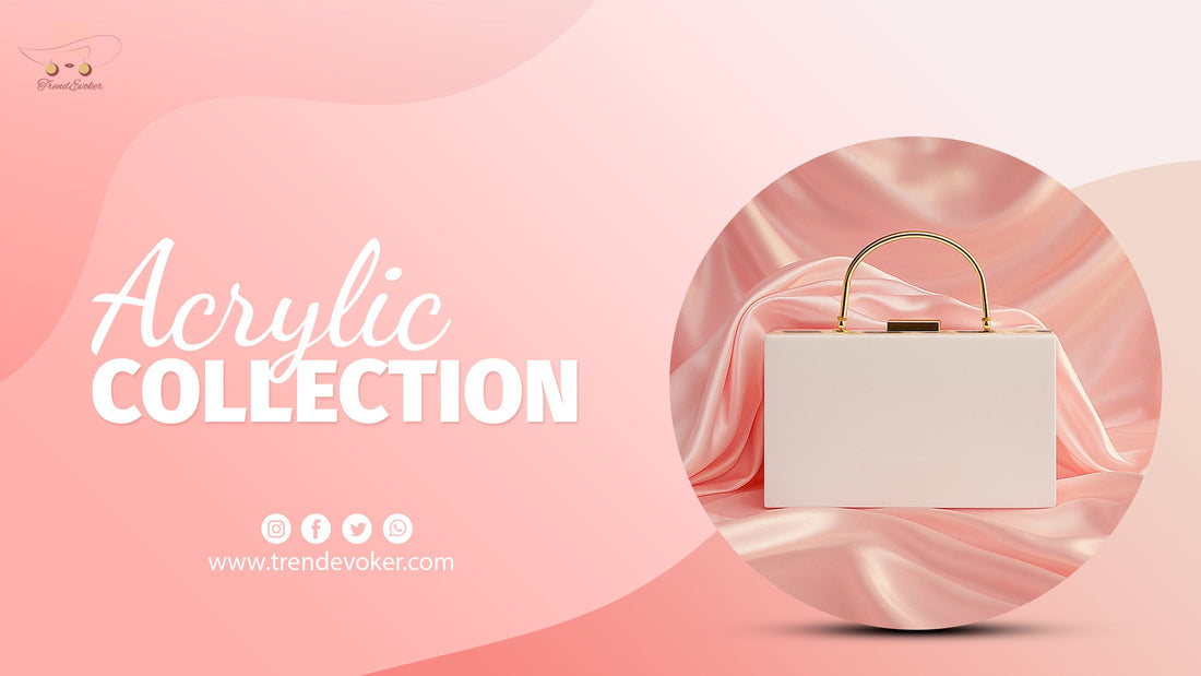 Premium acrylic clutch bag with transparent design for women in Pakistan.