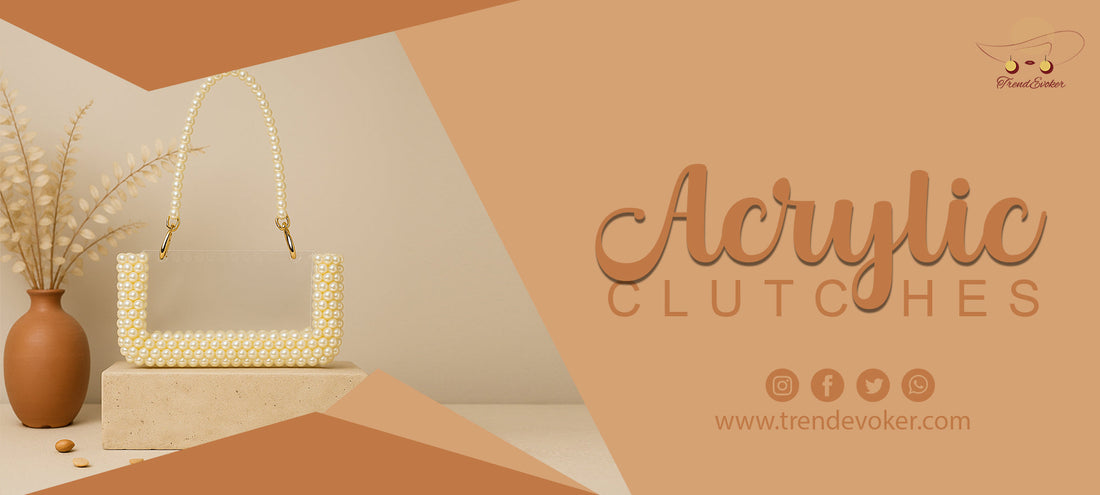 Premium transparent acrylic clutch bag with gold handle – Available online in Pakistan at TrendEvoker.