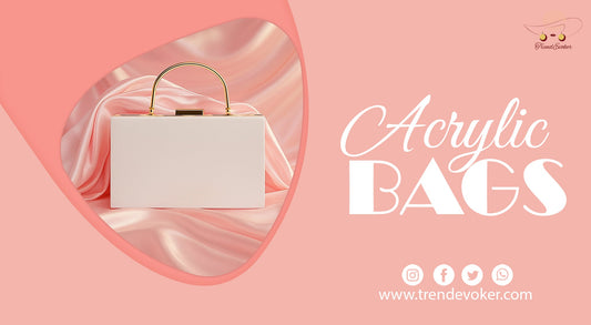 Transparent acrylic clutch with pearl accessories for women in Pakistan.