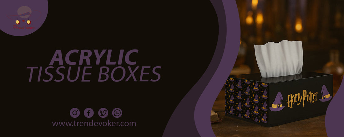 Stylish acrylic tissue box holder for car and home use in Pakistan available at TrendEvoker.