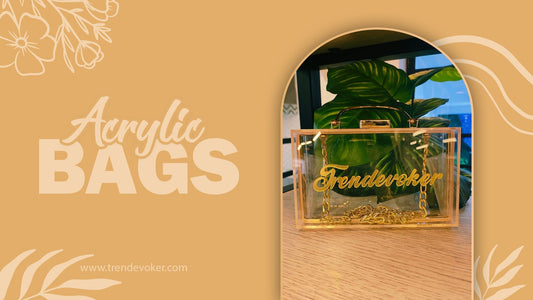 Premium transparent acrylic clutch bag with gold accents for women in Pakistan – TrendEvoker.