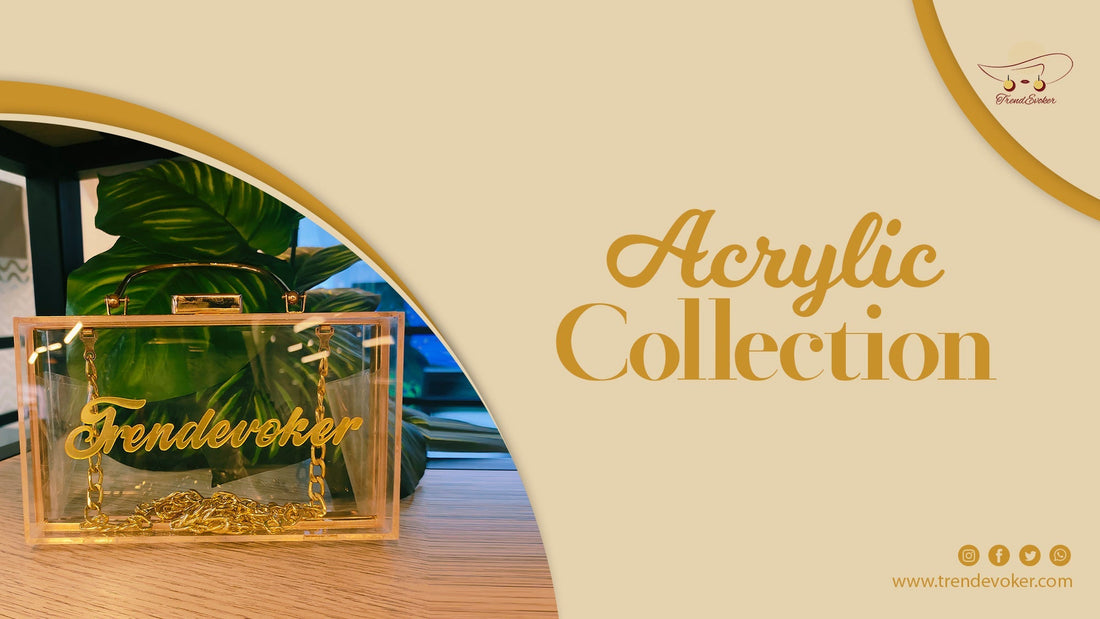 Premium transparent acrylic clutch bag with gold handle – TrendEvoker Pakistan.