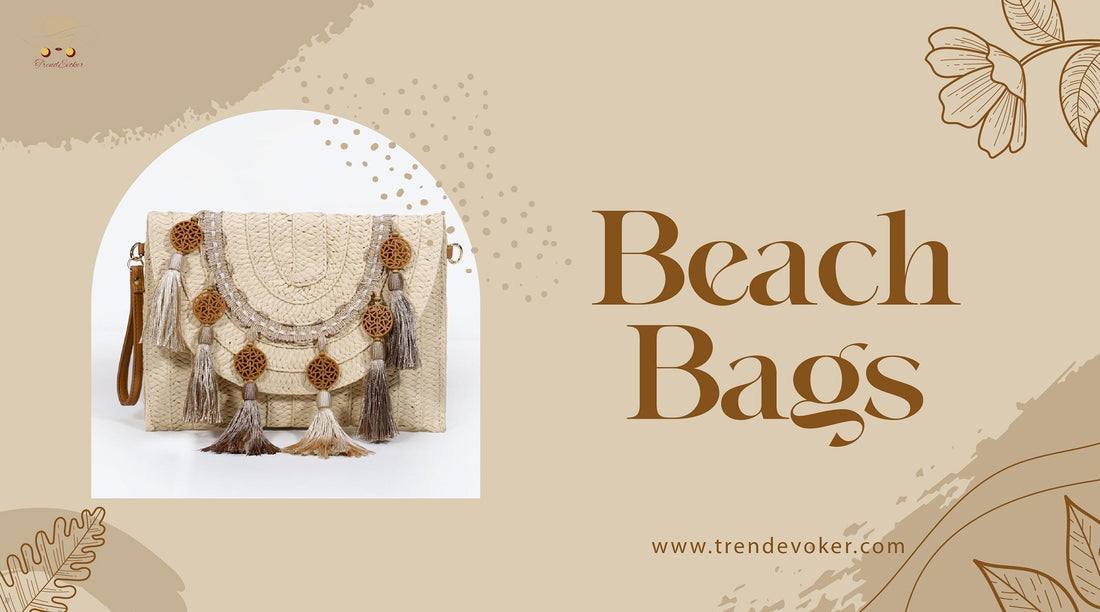 Stylish straw beach bag with a bohemian fringe design, perfect for summer vacations and beach trips.