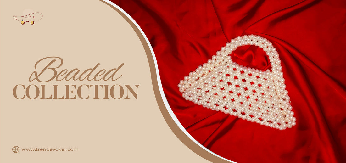 Handmade pearl beaded crossbody bag for women in Pakistan – TrendEvoker 2025 collection.