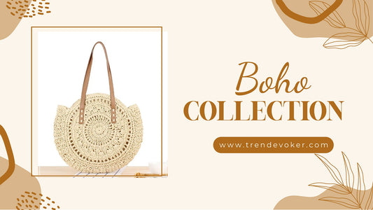 Woman wearing a flowy maxi dress with a handmade boho tote bag – stylish bohemian outfit idea for casual wear in Pakistan.