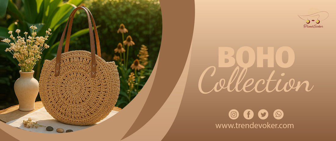 Boho tote bag and bohemian shoulder bags for women in Pakistan – TrendEvoker collection.