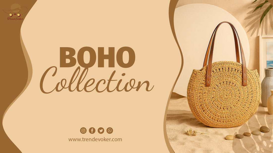 Pakistani woman styling a boho bag with seasonal outfit – TrendEvoker bohemian shoulder bag collection.