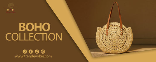 Handcrafted boho and bohemian bags for women in Pakistan by TrendEvoker – including clutches, tote bags, and crossbody purses in unique artisan designs.