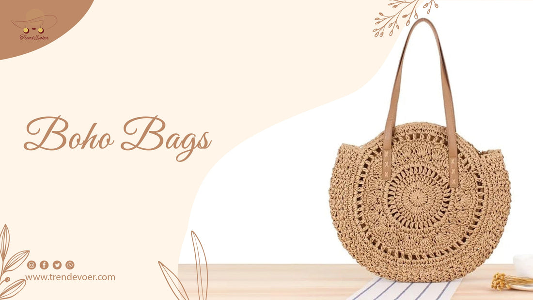 Woman carrying a boho tote bag at the beach styled for brunch – handmade bohemian shoulder bag from TrendEvoker Pakistan.