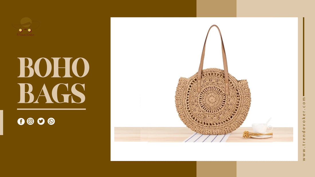 Woman carrying a handmade boho shoulder bag from TrendEvoker in Pakistan, featuring a stylish bohemian design.